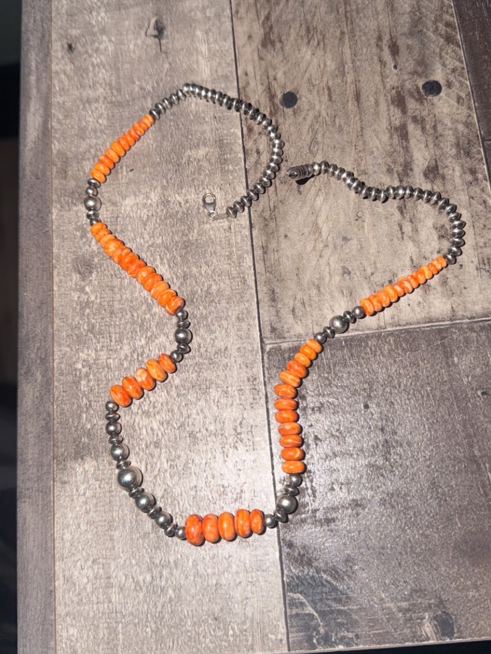 Sterling silver pearls, Navajo strung.